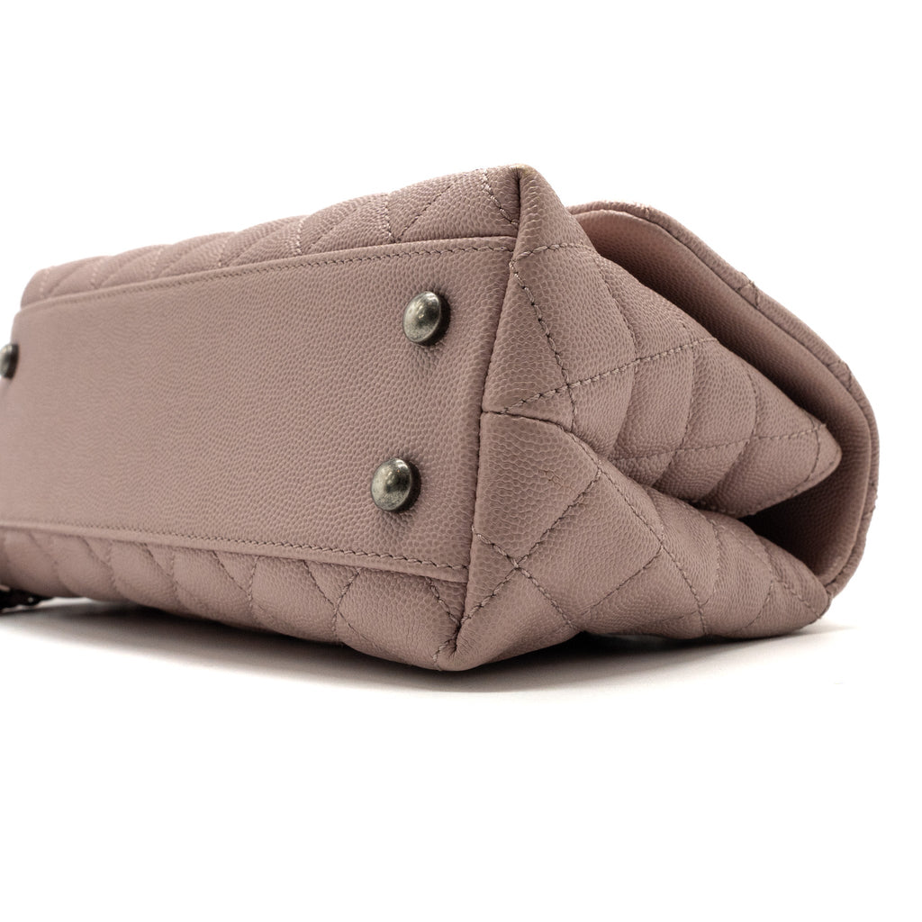 CHANEL SMALL COCO HANDLE CAVIAR LIGHT PINK RUTHENIUM HARDWARE