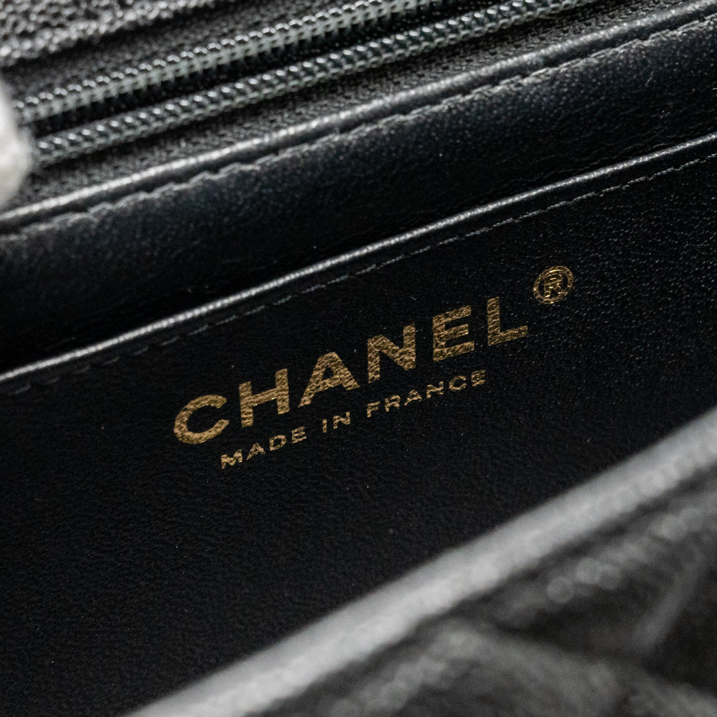 CHANEL TOP HANDLE MINI RECTANGULAR FLAP BAG CAVIAR BLACK GHW