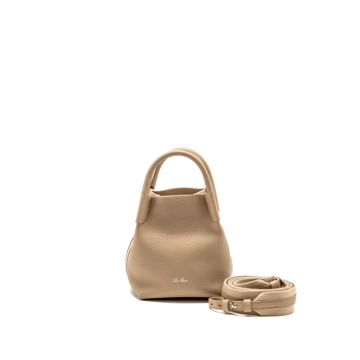 Loro Piana Micro Bale Tote Bag Grained Calfskin Beige SHW