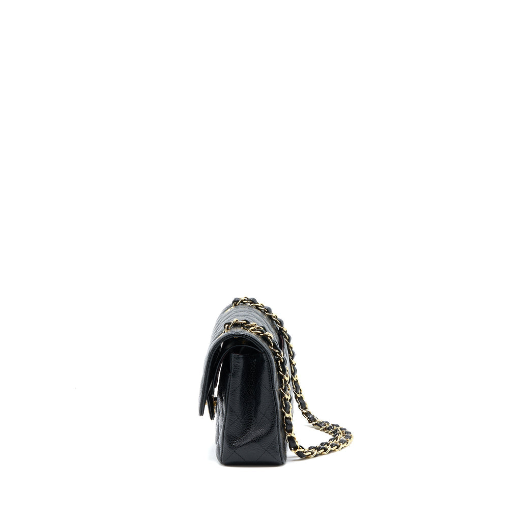 CHANEL SMALL CLASSIC DOUBLE FLAP BAG CAVIAR BLACK GHW