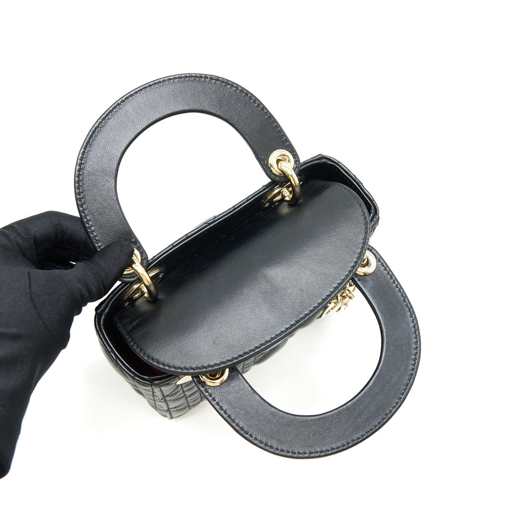 DIOR MINI LADY DIOR LAMBSKIN BLACK WITH GHW