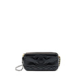 CHANEL DOUBLE ZIP WALLET ON CHAIN AGED CALFSKIN BLACK MULTICOLOUR HARDWARE
