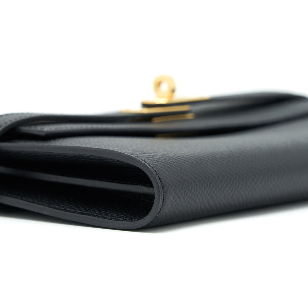 Hermes classic Kelly long wallet Epsom Black GHW