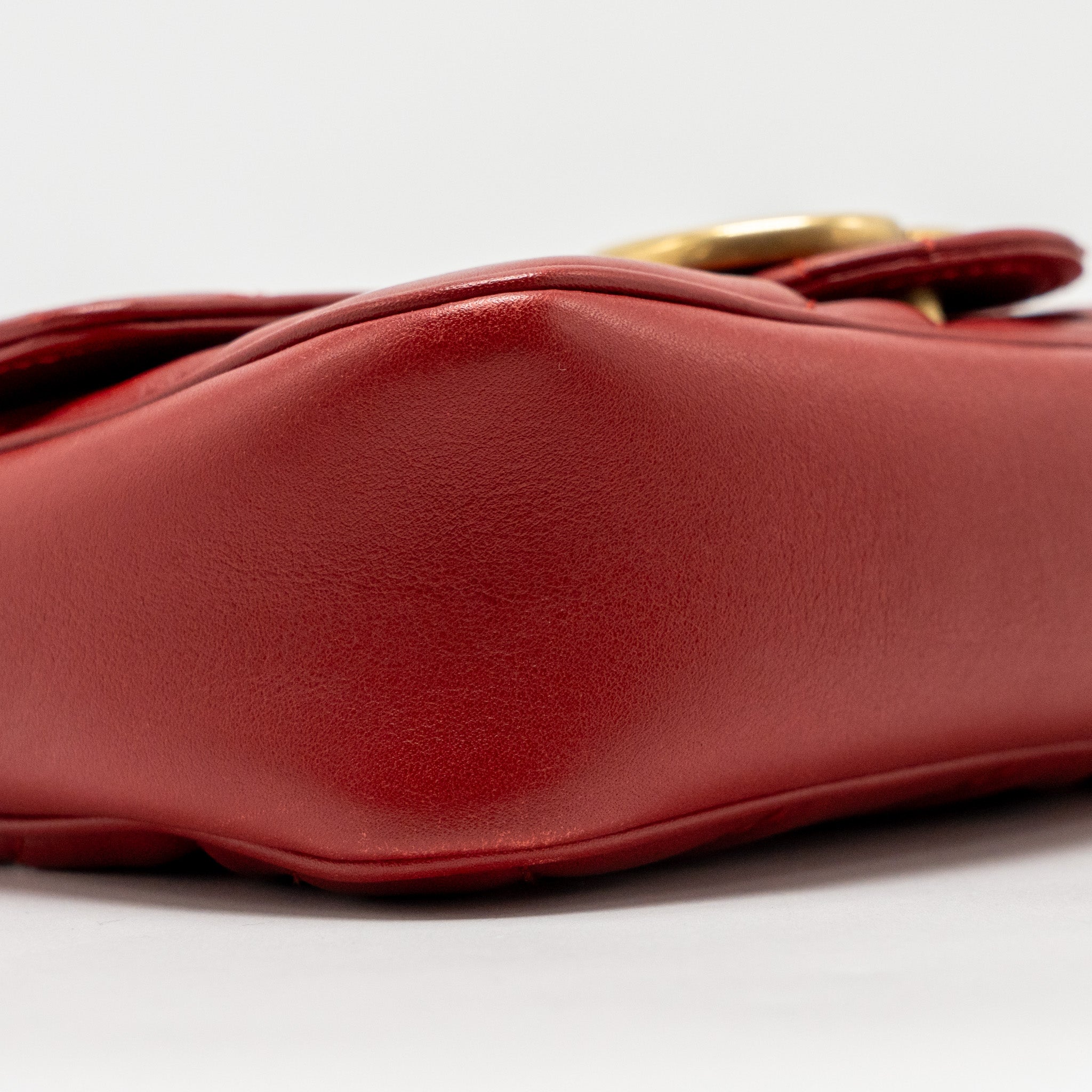 GUCCI MINI GG MARMONT CALFSKIN RED GHW