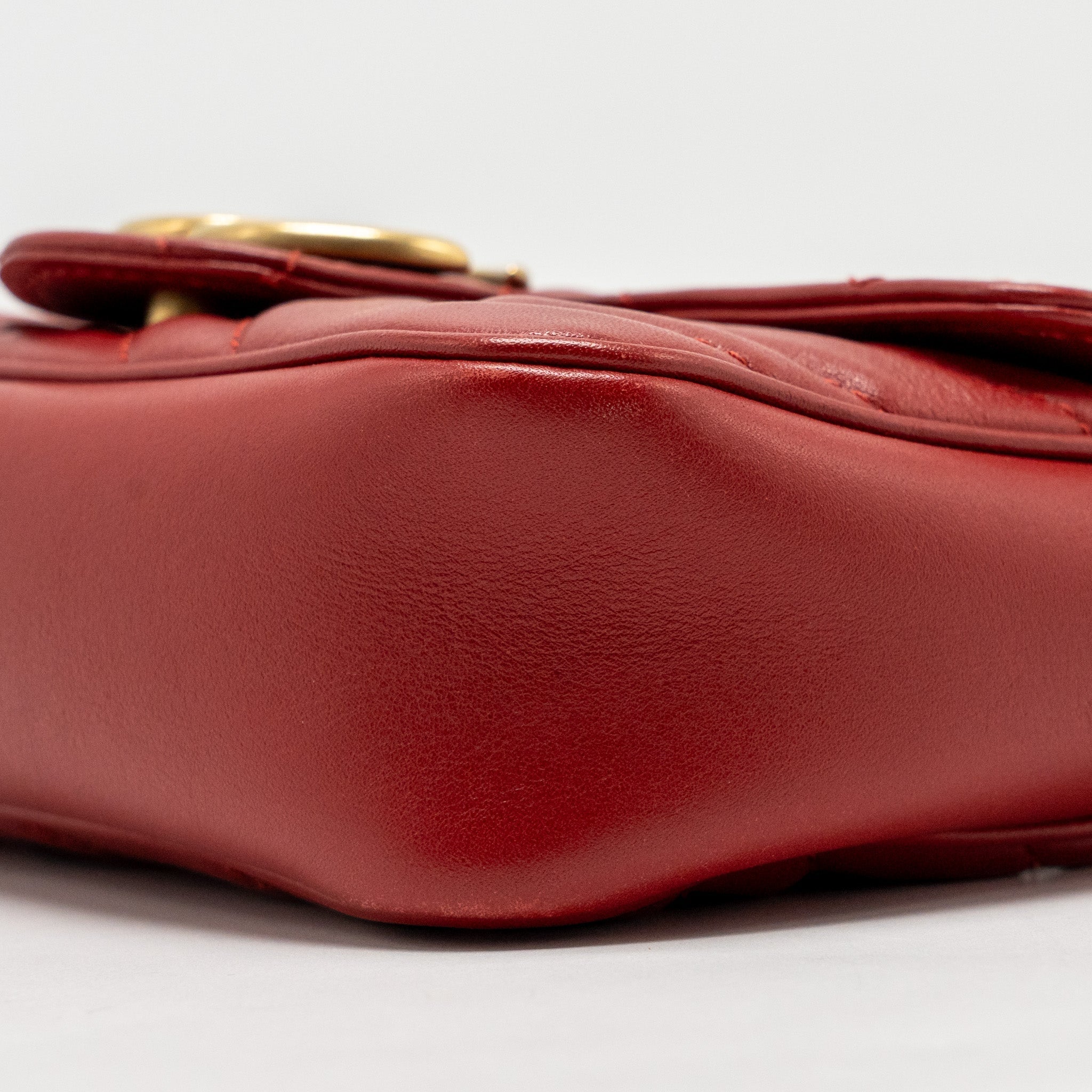 GUCCI MINI GG MARMONT CALFSKIN RED GHW