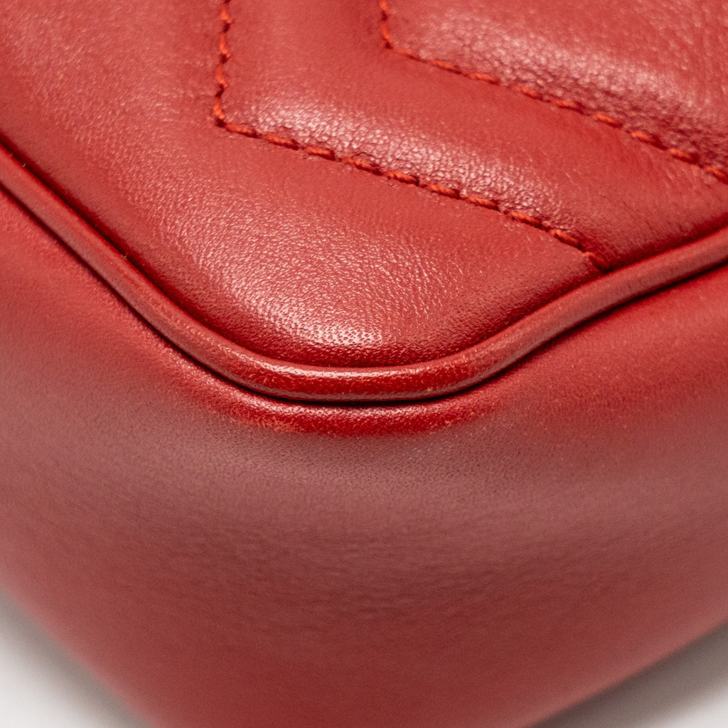 GUCCI MINI GG MARMONT CALFSKIN RED GHW
