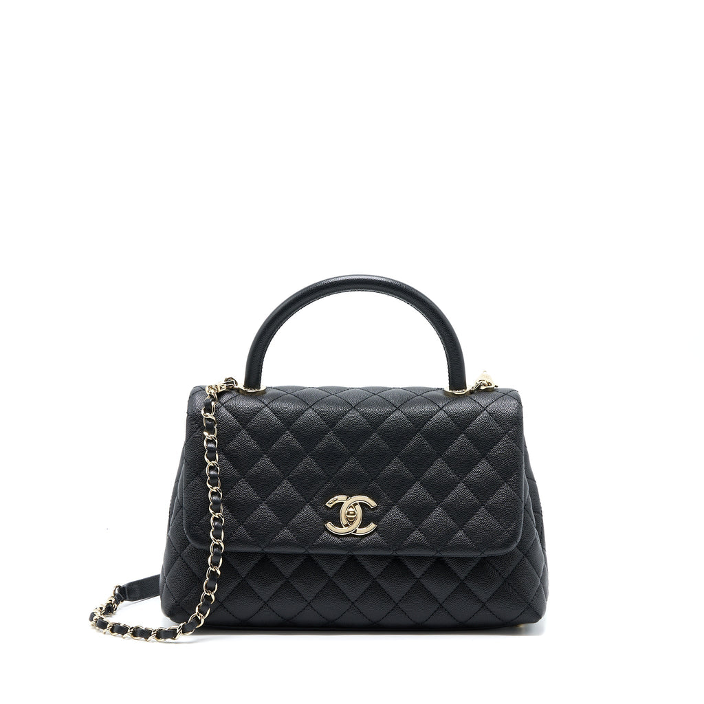 CHANEL MEDIUM COCO HANDLE CAVIAR BLACK LGHW