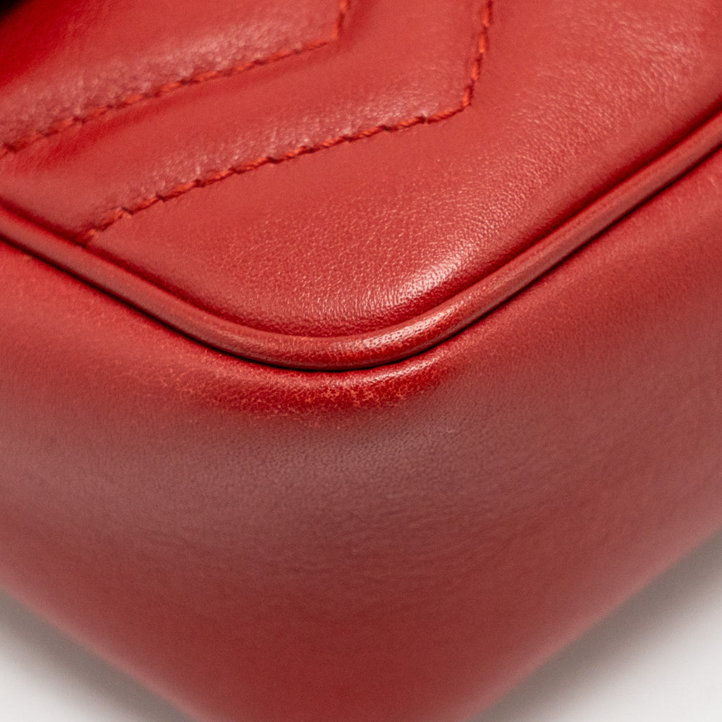 GUCCI MINI GG MARMONT CALFSKIN RED GHW