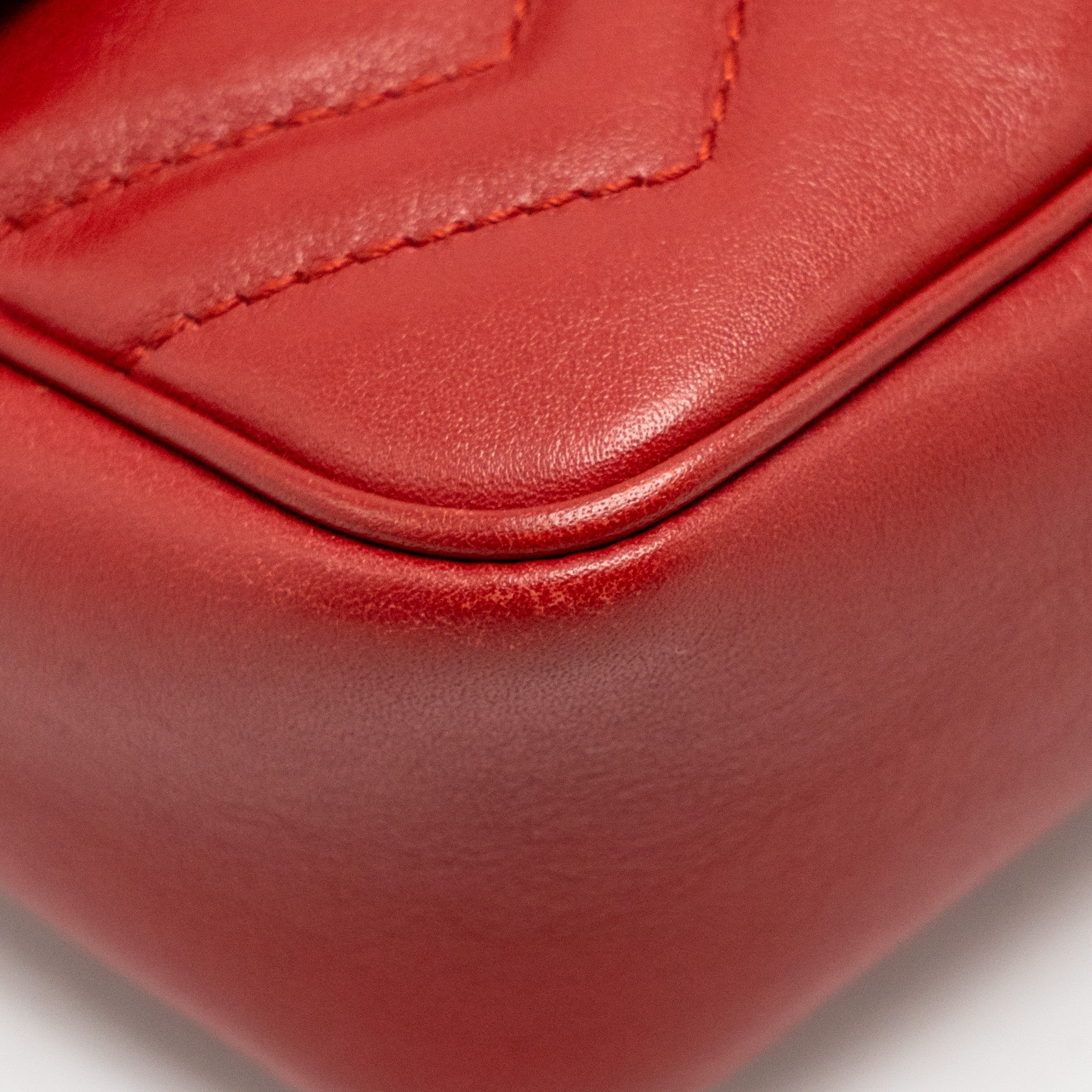 GUCCI MINI GG MARMONT CALFSKIN RED GHW