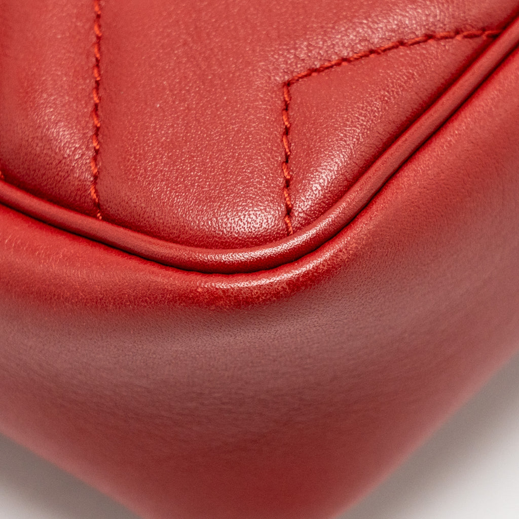 GUCCI MINI GG MARMONT CALFSKIN RED GHW