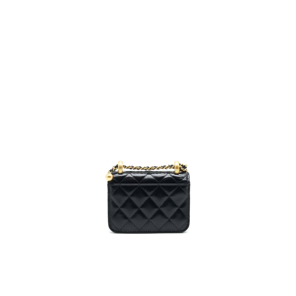 CHANEL 21A FLAP COIN PURSE WITH CHAIN CALFSKIN BLACK GHW