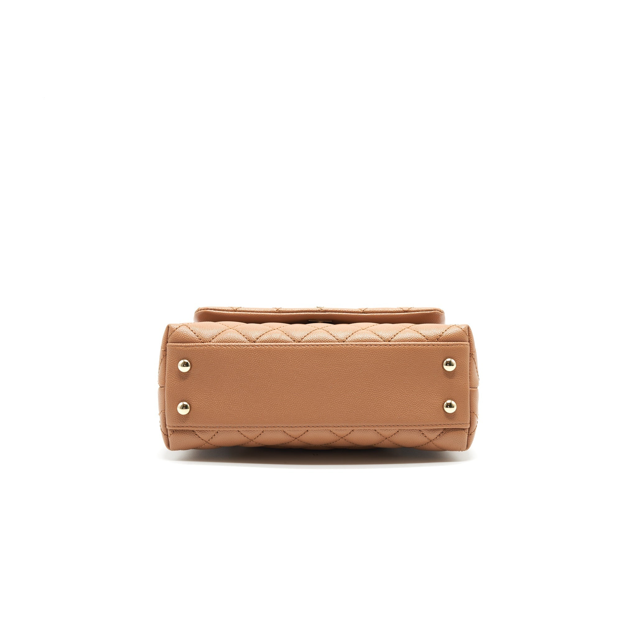 CHANEL MINI COCO HANDLE FLAP BAG 21P CARAMEL LGHW