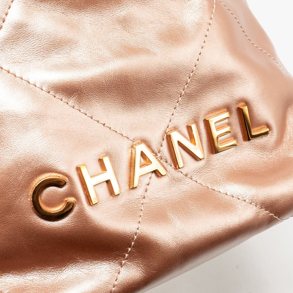 CHANEL MINI 22 BAG SHINY CALFSKIN LIGHT PINK LGHW (MICROCHIP)