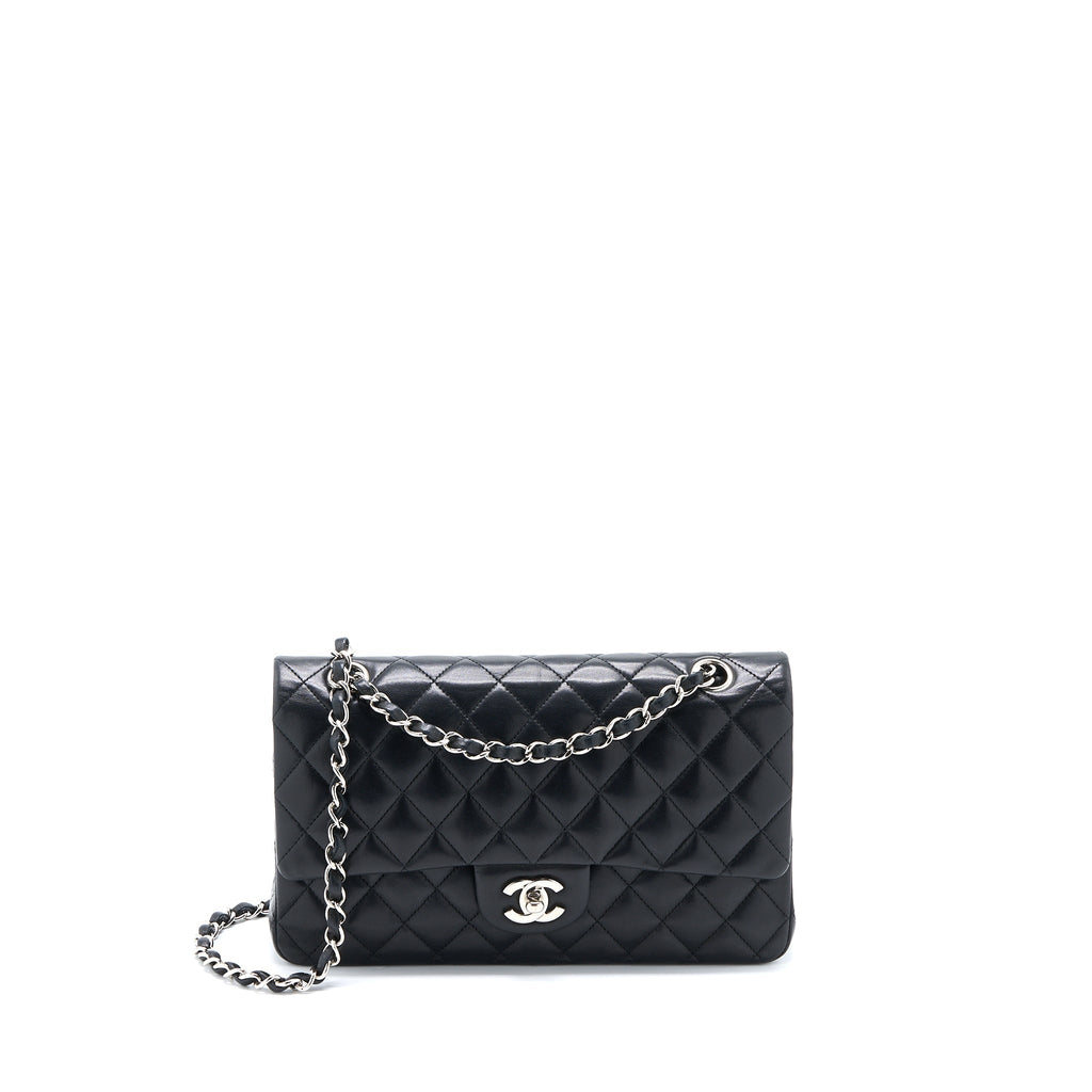 CHANEL MEDIUM CLASSIC DOUBLE FLAP BAG LAMBSKIN BLACK SHW