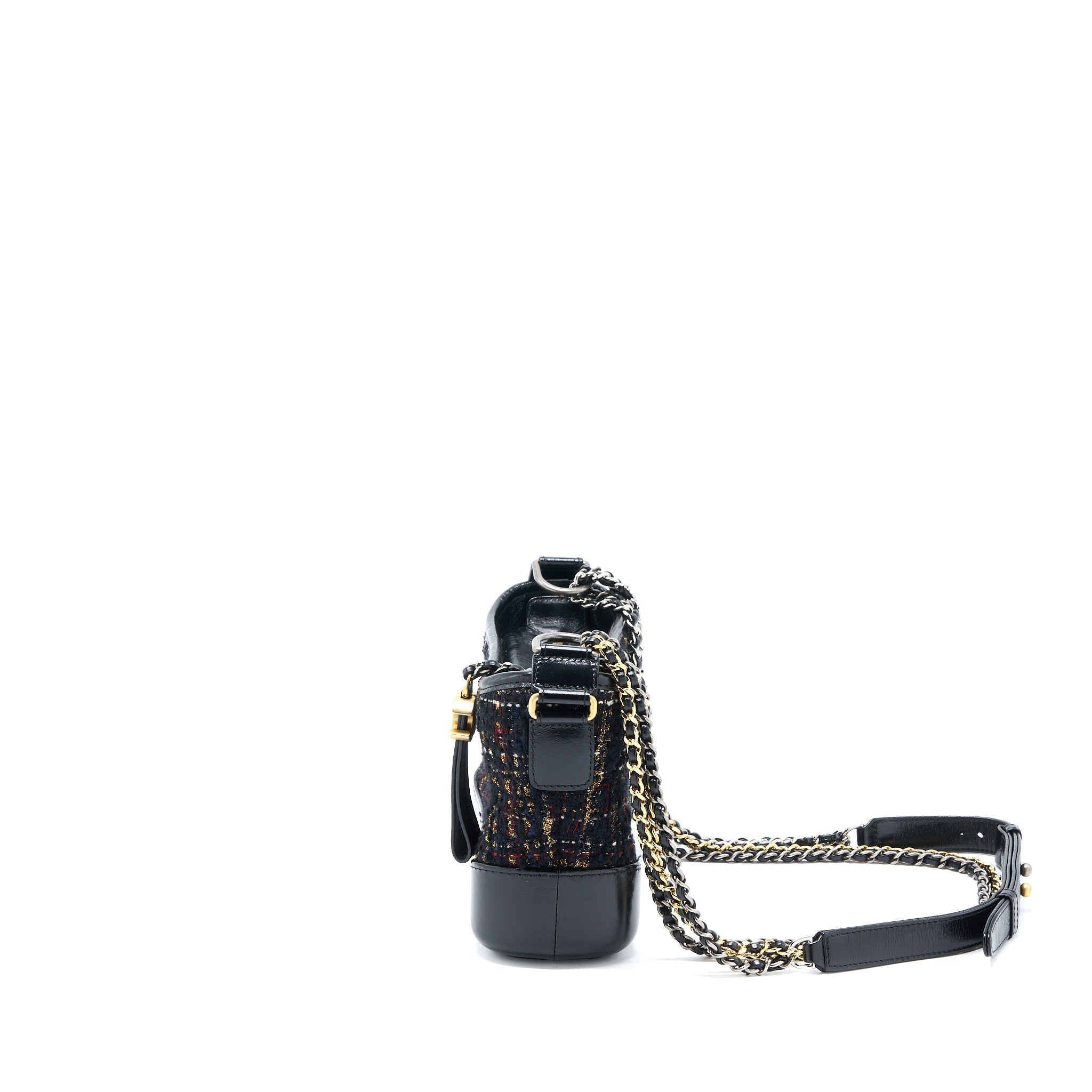 CHANEL SMALL GABRIELLE HOBO BAG TWEED/LEATHER BLACK MULTICOLOUR HARDWARE
