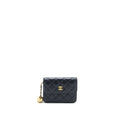 CHANEL PEARL CRUSH MINI FLAP BELT BAG LAMBSKIN BLACK BRUSHED GHW