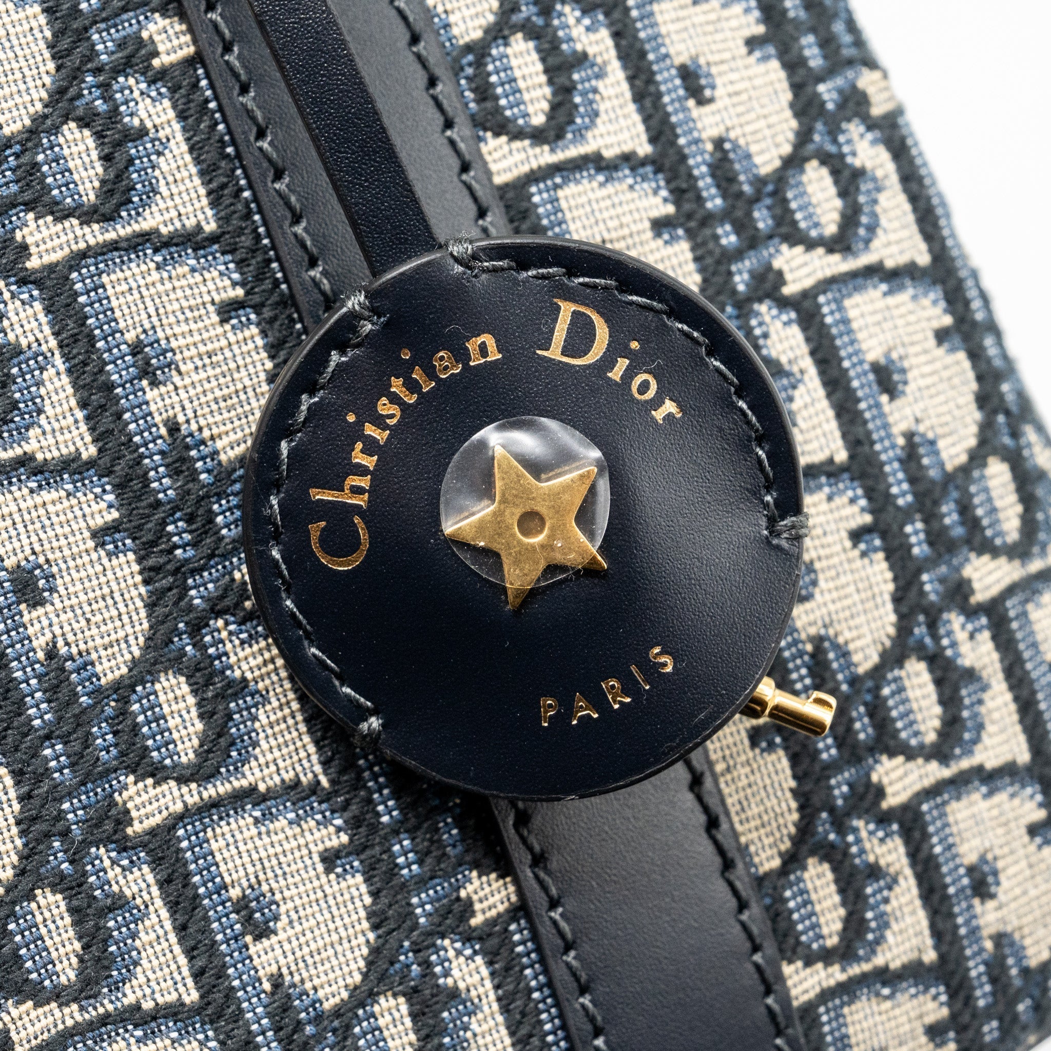 DIOR MEDIUM BOWLING BAG DIOR OBLIQUE CANVAS BLUE GHW