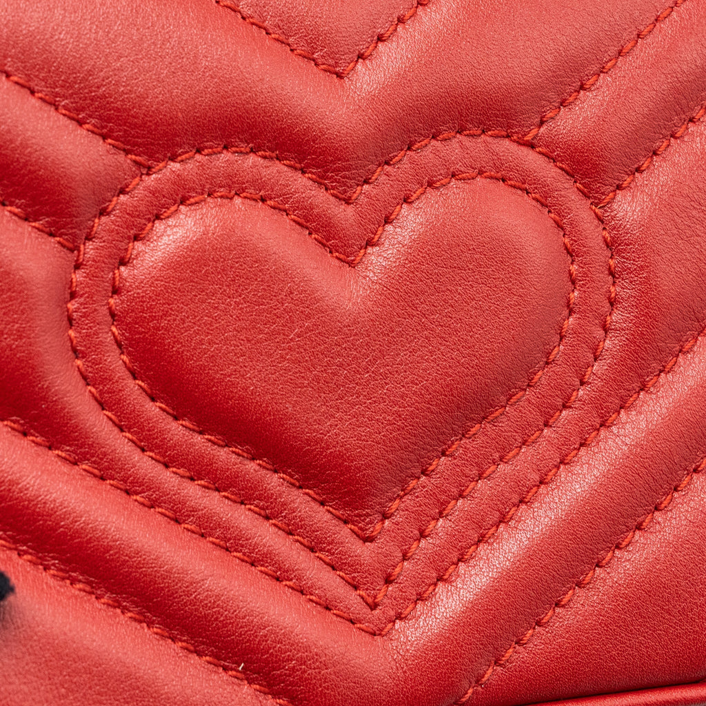 GUCCI MARMONT SUPER MINI MATELASSÉ CHEVRON CALFSKIN RED GHW