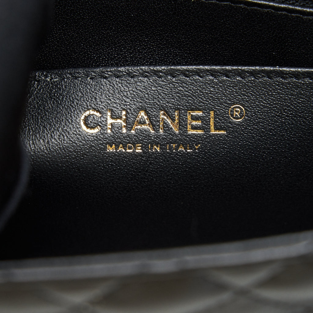 CHANEL 22C MINI SQUARE FLAP BAG LAMBSKIN BLACK LGHW(MICROCHIP)