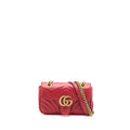 GUCCI MINI GG MARMONT BAG CALFSKIN RED BRUSHED GHW