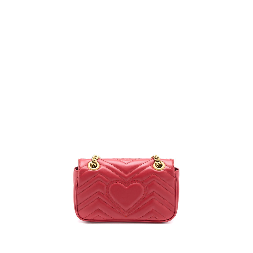 GUCCI MINI GG MARMONT BAG CALFSKIN RED BRUSHED GHW