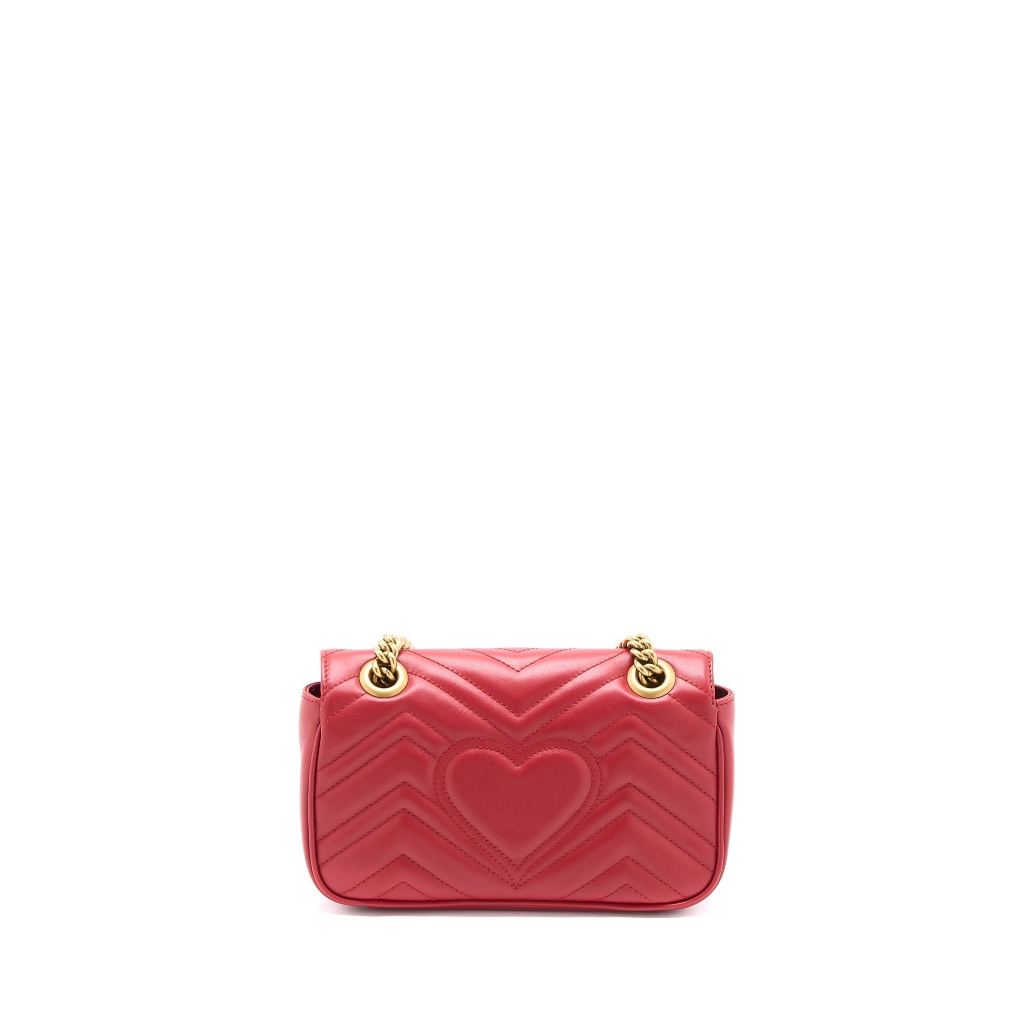 GUCCI MINI GG MARMONT BAG CALFSKIN RED BRUSHED GHW