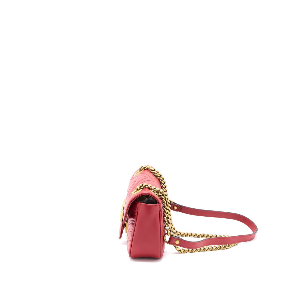 GUCCI MINI GG MARMONT BAG CALFSKIN RED BRUSHED GHW