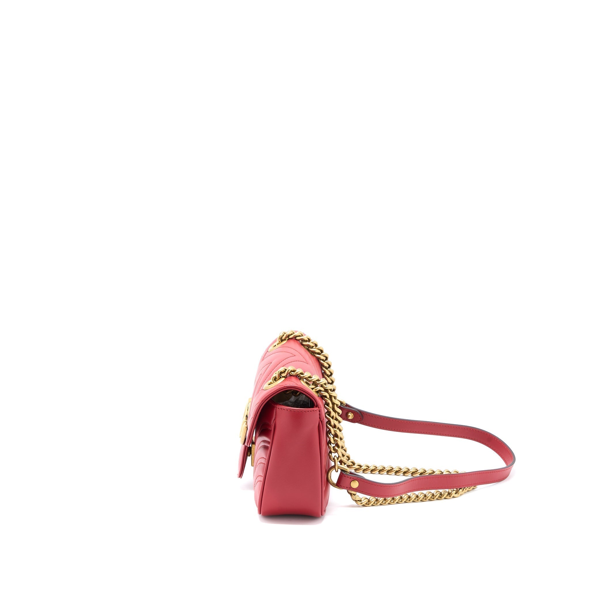 GUCCI MINI GG MARMONT BAG CALFSKIN RED BRUSHED GHW