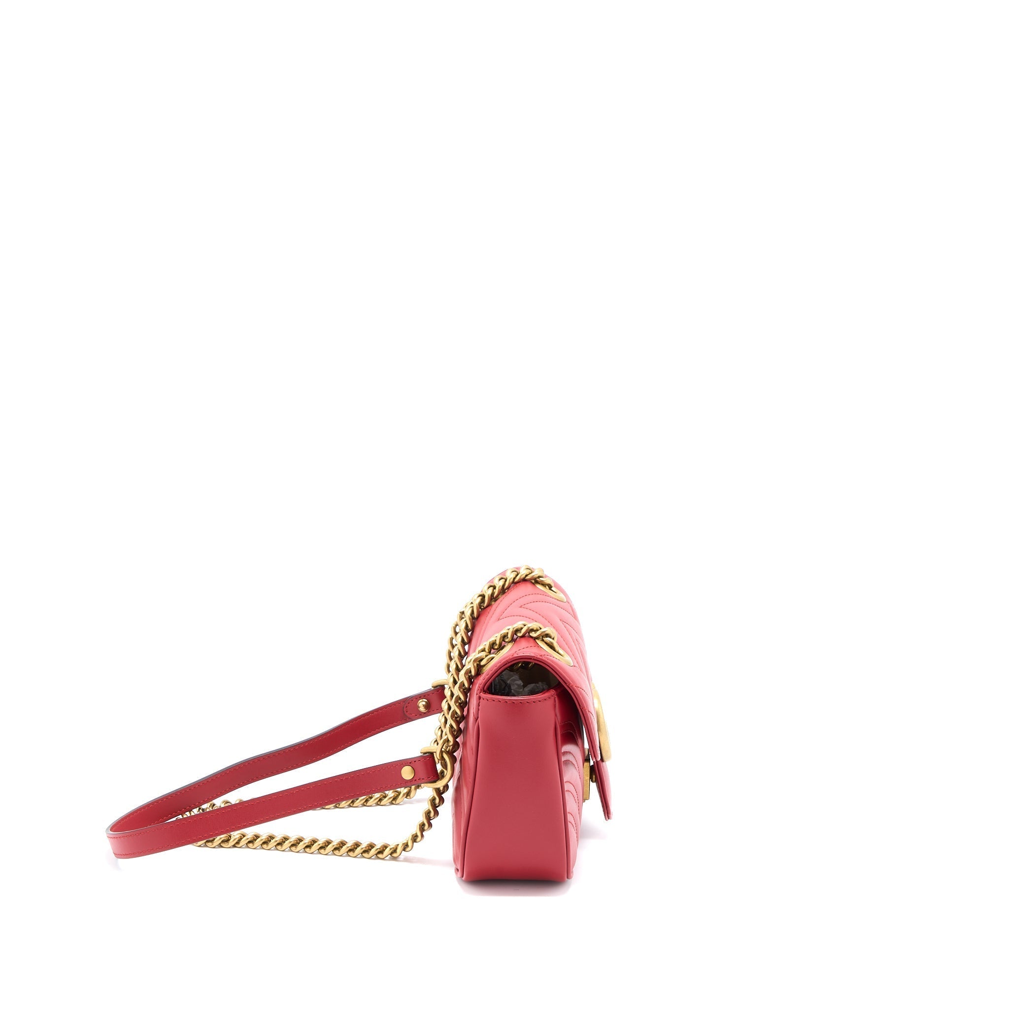 GUCCI MINI GG MARMONT BAG CALFSKIN RED BRUSHED GHW