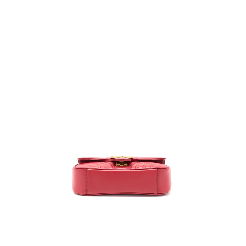 GUCCI MINI GG MARMONT BAG CALFSKIN RED BRUSHED GHW