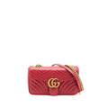 GUCCI SMALL GG MARMONT BAG CALFSKIN RED BRUSHED GHW