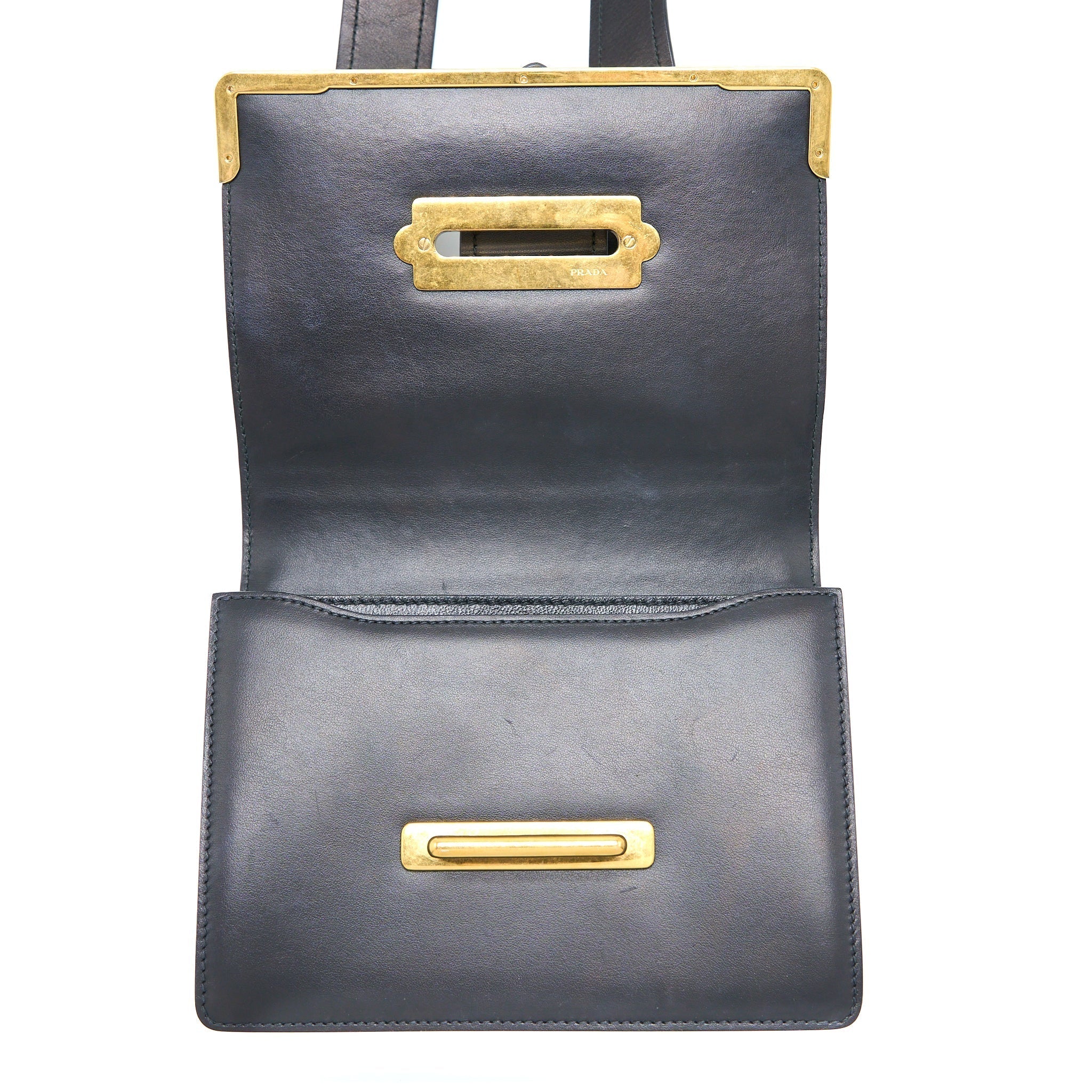 PRADA CAHIER CROSSBODY BAG LEATHER BLACK GHW
