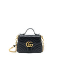 GUCCI GG MARMONT MINI TOP HANDLE BAG CALFSKIN BLACK GHW