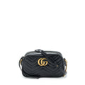 GUCCI GG MARMONT SMALL MATELASSE SHOULDER BAG CALFSKIN BLACK GHW