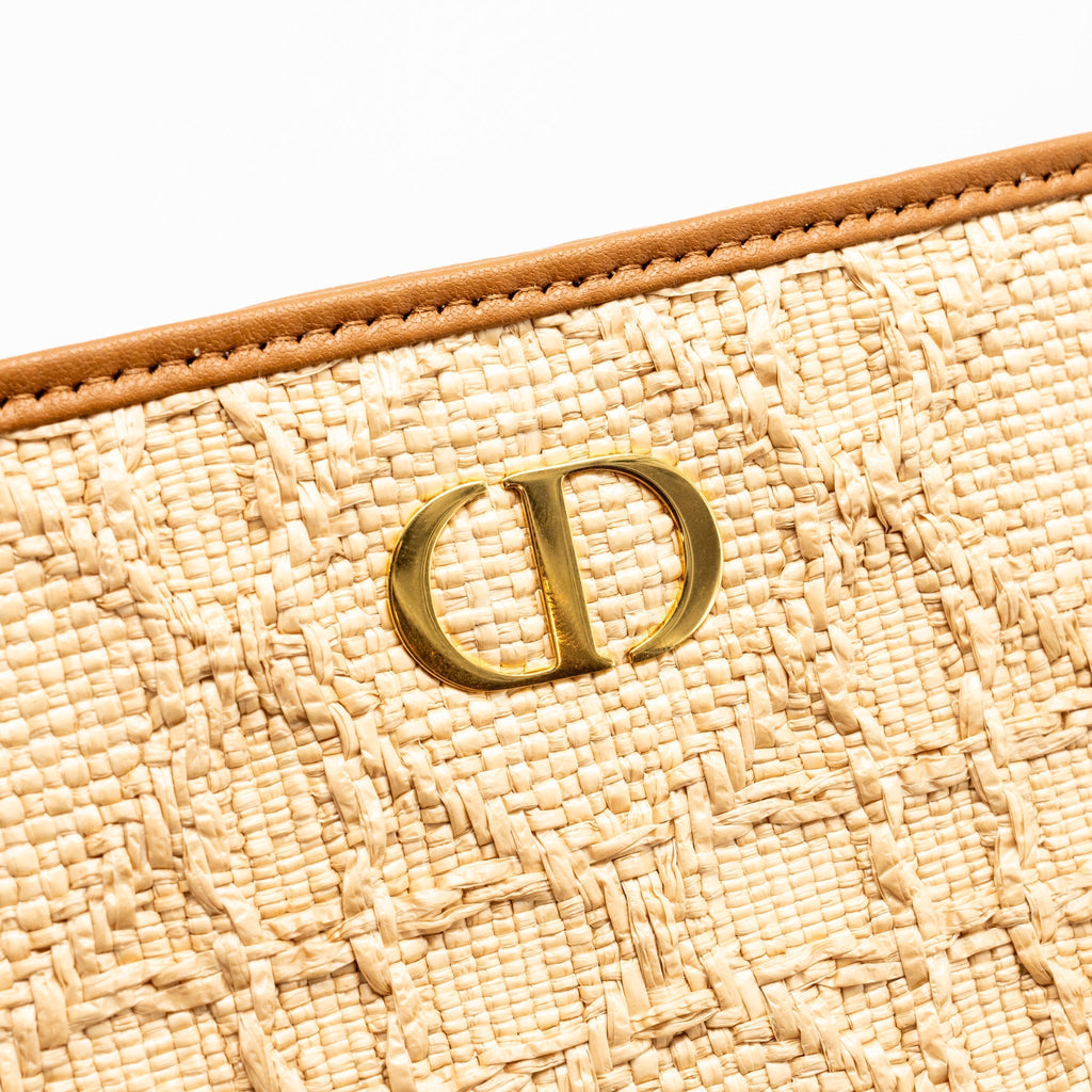 DIOR 30 MONTAIGNE DEA POUCH NATURAL CANNAGE RAFFIA BEIGE/MULTICOLOUR GHW