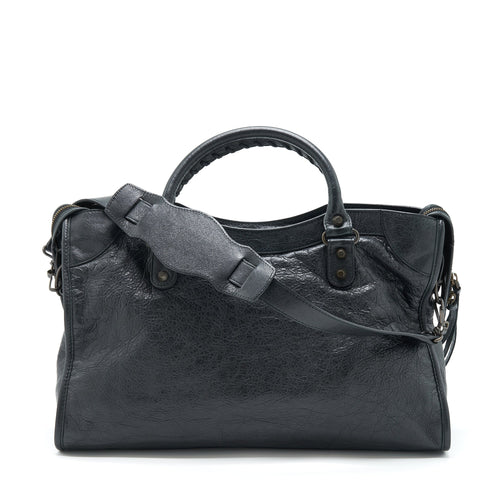 BALENCIAGA CLASSIC CITY BAG BLACK WITH RUTHENIUM HARDWARE