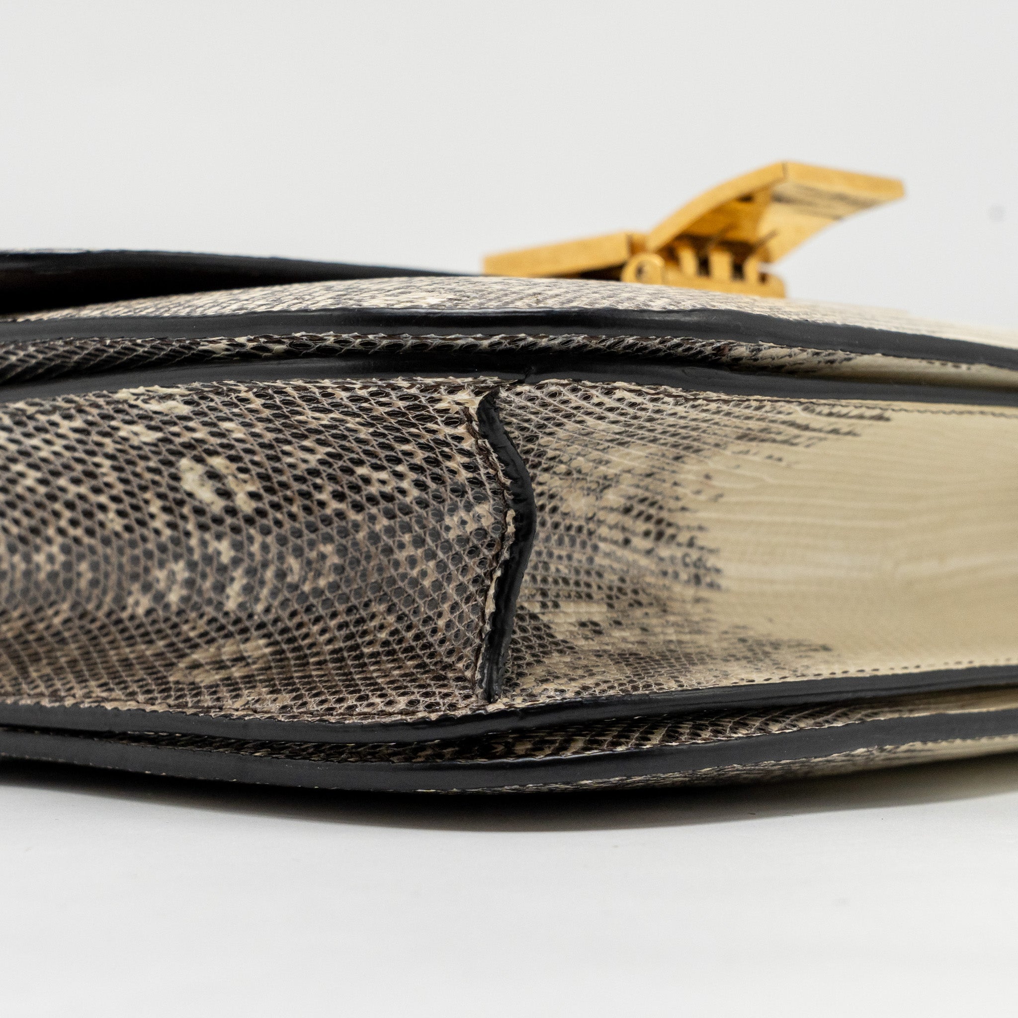 CELINE MEDIUM CLASSIC BOX BAG LIZARD NATURAL GHW