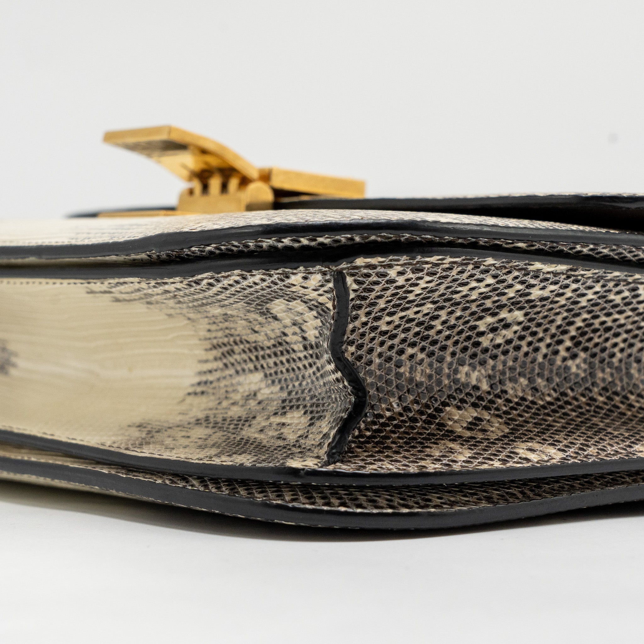 CELINE MEDIUM CLASSIC BOX BAG LIZARD NATURAL GHW