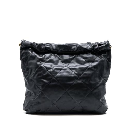 CHANEL 22 BAG MEDIUM SHINY CALFSKIN BLACK GHW (MICROCHIP)