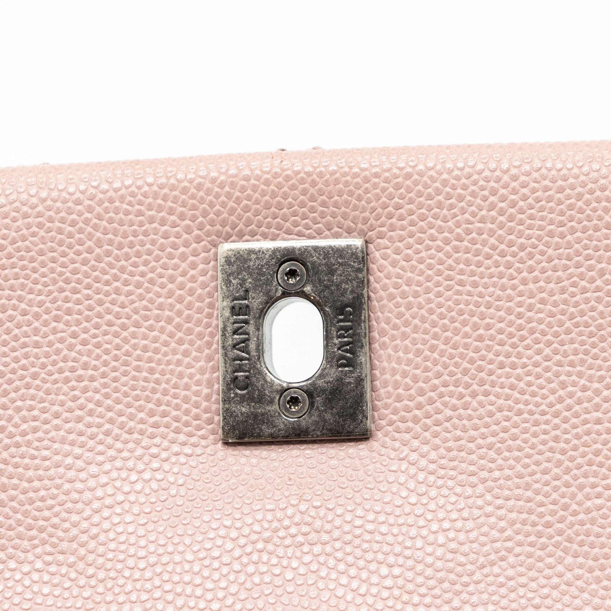 CHANEL SMALL COCO HANDLE CAVIAR LIGHT PINK RUTHENIUM HARDWARE