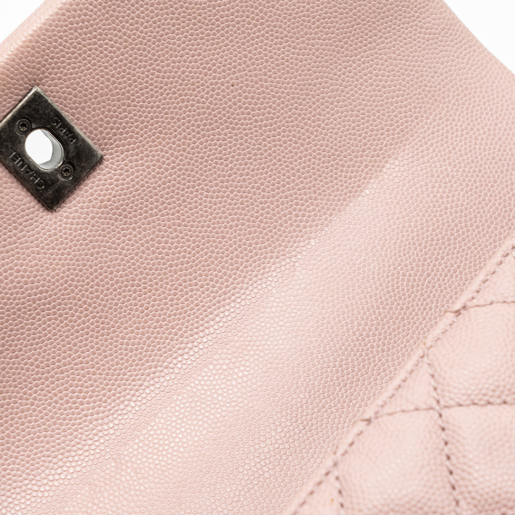 CHANEL SMALL COCO HANDLE CAVIAR LIGHT PINK RUTHENIUM HARDWARE