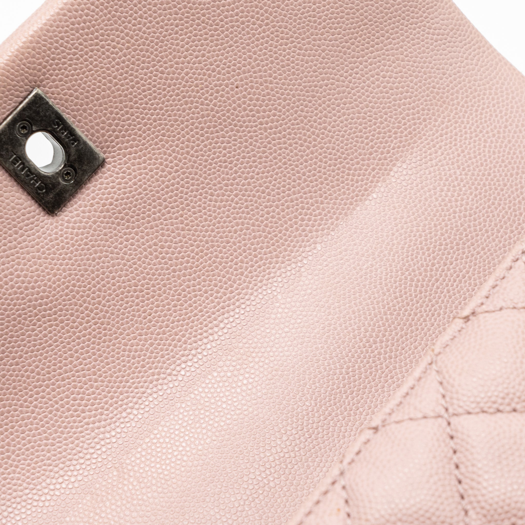 CHANEL SMALL COCO HANDLE CAVIAR LIGHT PINK RUTHENIUM HARDWARE
