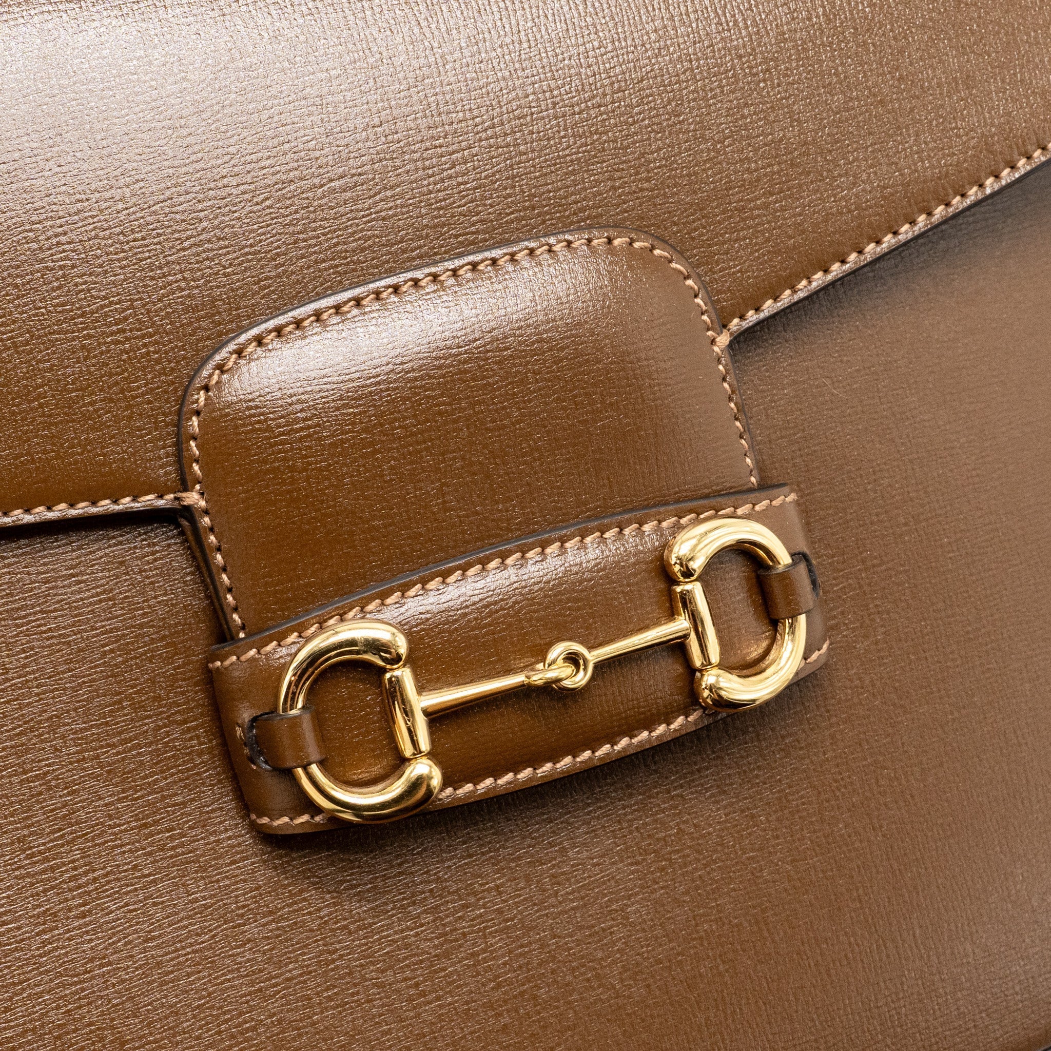 GUCCI HORSEBIT 1955 LARGE SHOULDER BAG LEATHER BROWN GHW