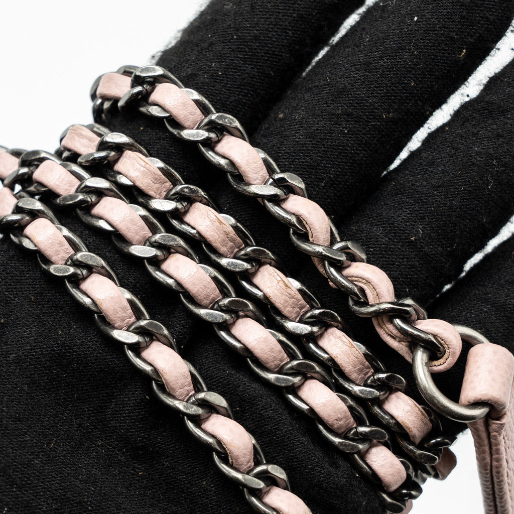 CHANEL SMALL COCO HANDLE CAVIAR LIGHT PINK RUTHENIUM HARDWARE