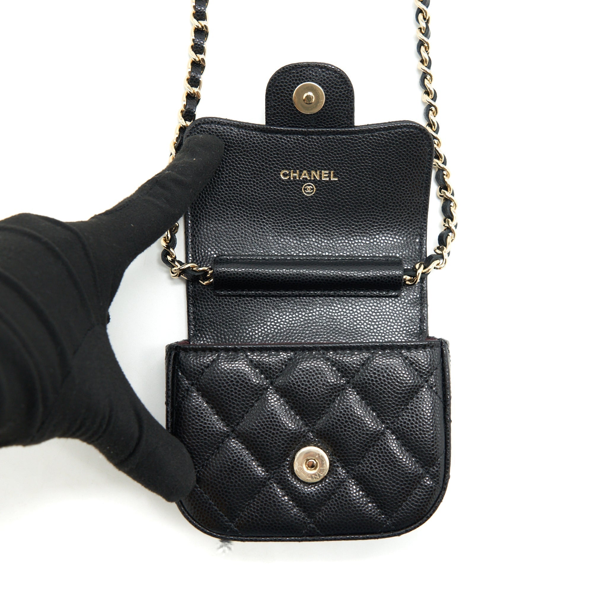 CHANEL MINI FLAP VANITY WITH CHAIN CAVIAR BLACK LGHW