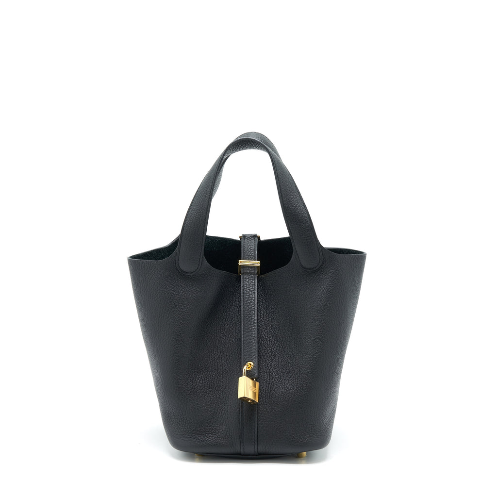 Hermes Picotin 18 Clemence Black GHW