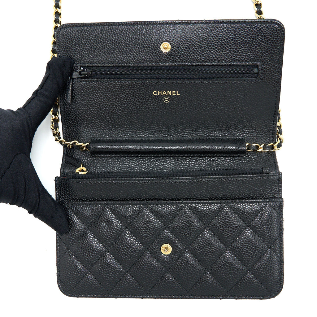 CHANEL CLASSIC WALLET ON CHAIN CAVIAR BLACK GHW