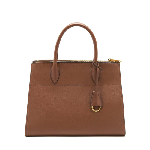 PRADA SAFFIANO BORDA BAG BROWN GHW