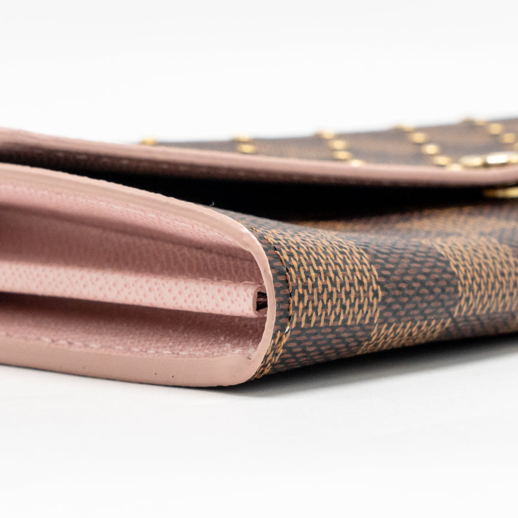 Louis Vuitton Sarah Portefeuille Long Wallet Damier Ebene Canvas Pink GHW