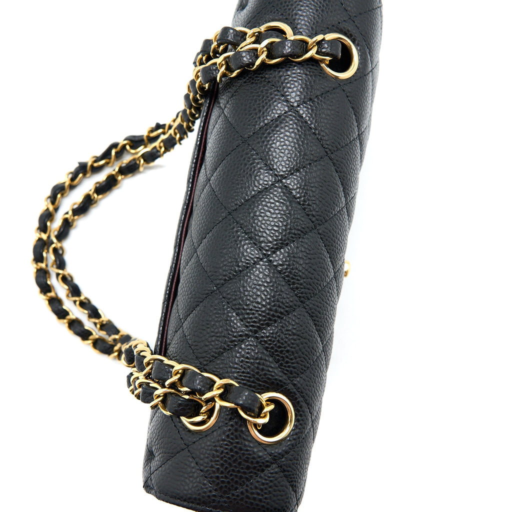 CHANEL SMALL CLASSIC DOUBLE FLAP BAG CAVIAR BLACK GHW (MICROCHIP)